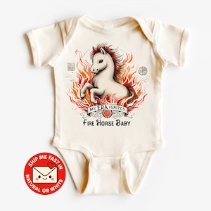 Ancient Fire Horse Baby Onesie® – 2026 Chinese Zodiac Style, Lunar New Year Gift