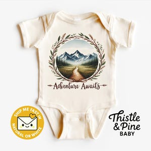 Body bébé « L'aventure vous attend » - Body bébé explorateur - Tenue bébé aventure nature - Cadeau de naissance