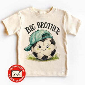 Big Brother Soccer Ball Kids T-Shirt – Backwards Cap Sibling Reveal