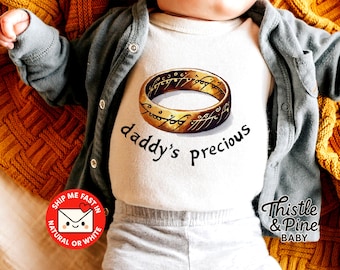 Daddy’s Precious Baby Onesie® – Halfling Hobbit Bodysuit, Cute Fantasy Baby Gift, Fantasy Newborn Nerdy Baby Clothes