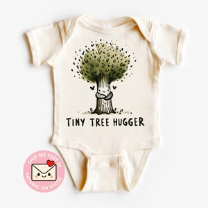 Tiny Tree Hugger Sketch Baby Onesie® | Earth Day Bodysuit | Hand Drawn Tree Infant Shirt | Fine Line Nature Art | Aesthetic Baby Clothes