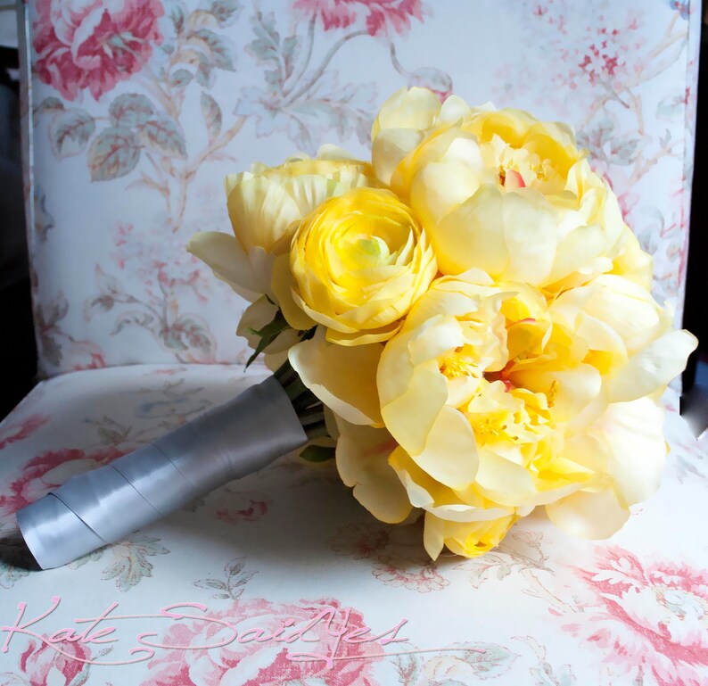 Wedding Bouquet Yellow Peony Wedding Bouquet Yellow Peony Etsy