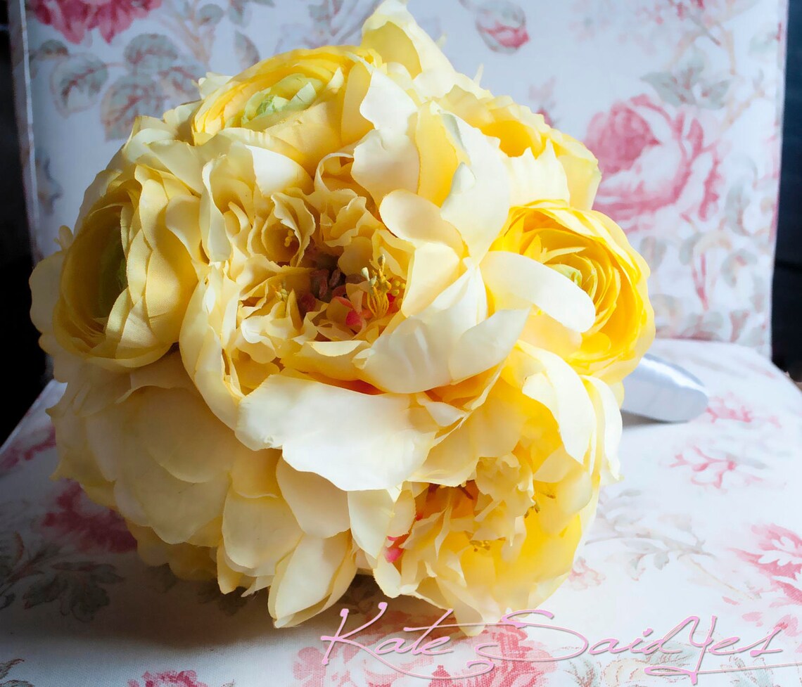 Wedding Bouquet Yellow Peony Wedding Bouquet Yellow Peony Etsy