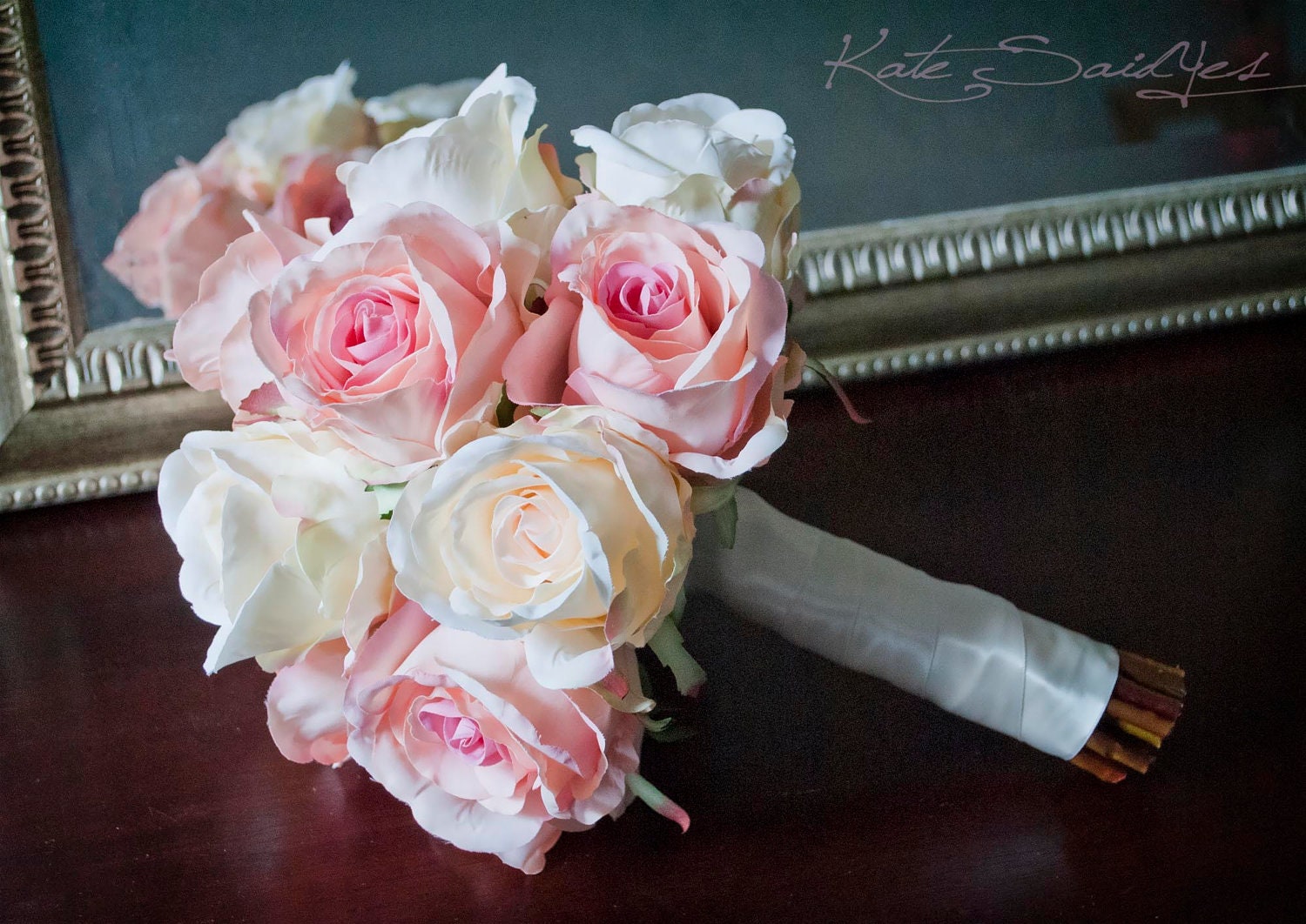Ivory and Blush Pink Rose Bouquet Rose Wedding Bouquet | Etsy