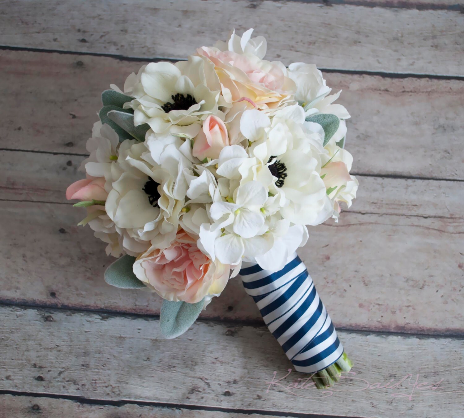 Blush Pink and Ivory Anemone Rose and Hydrangea Wedding | Etsy