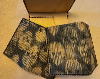Handmade Leather Skull Wallet: Gothic Bifold Card Holder