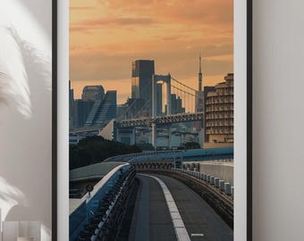 Tokyo Tower Sunset Art Print | Rainbow Bridge, Japan Urban Canvas