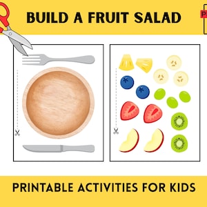 Build a Fruit Salad – Cut and Paste Activity for Kids | Printable Craft | Preschool & Kindergarten|PDF