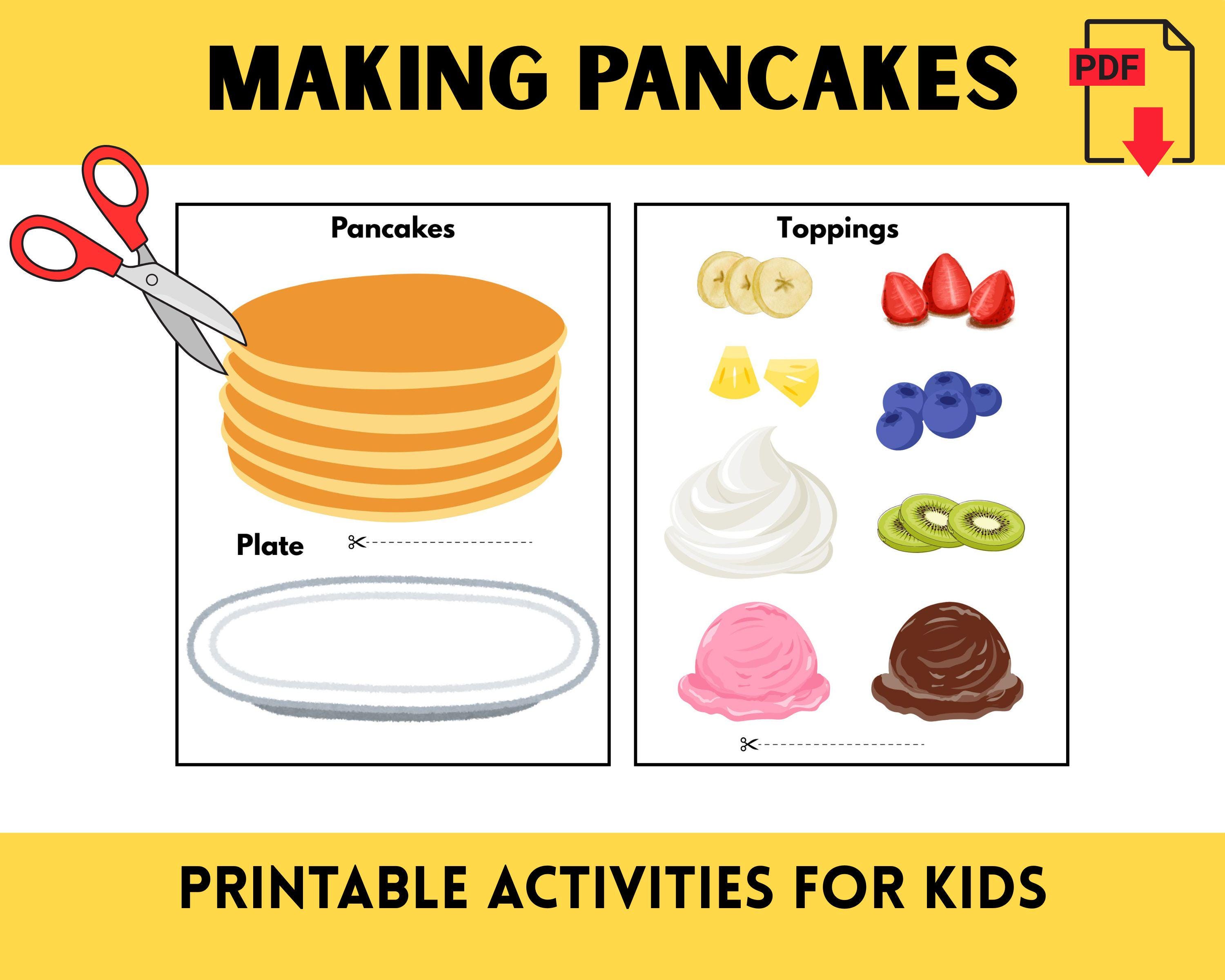 Making Pancakes Printable Game | Cut and Glue Pancake Craft for Kids | Pretend Play Food Activity | Preschool PDF | No Screen Fun