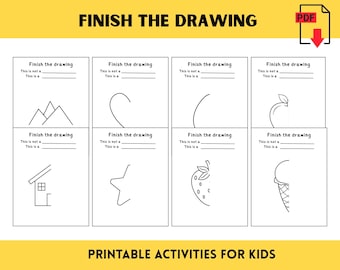 お絵かきゲームを終わらせよう：子供向けのクリエイティブアートワークシート（PDFダウンロード）