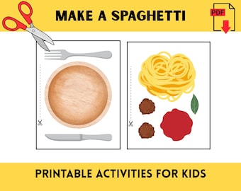Make a Spaghetti – Printable Cut and Paste Pasta Craft for Kids| PDF