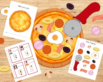 Make a Pizza Printable Game | Cut and Match Pizza Orders | Kids Fun Activity | PDF