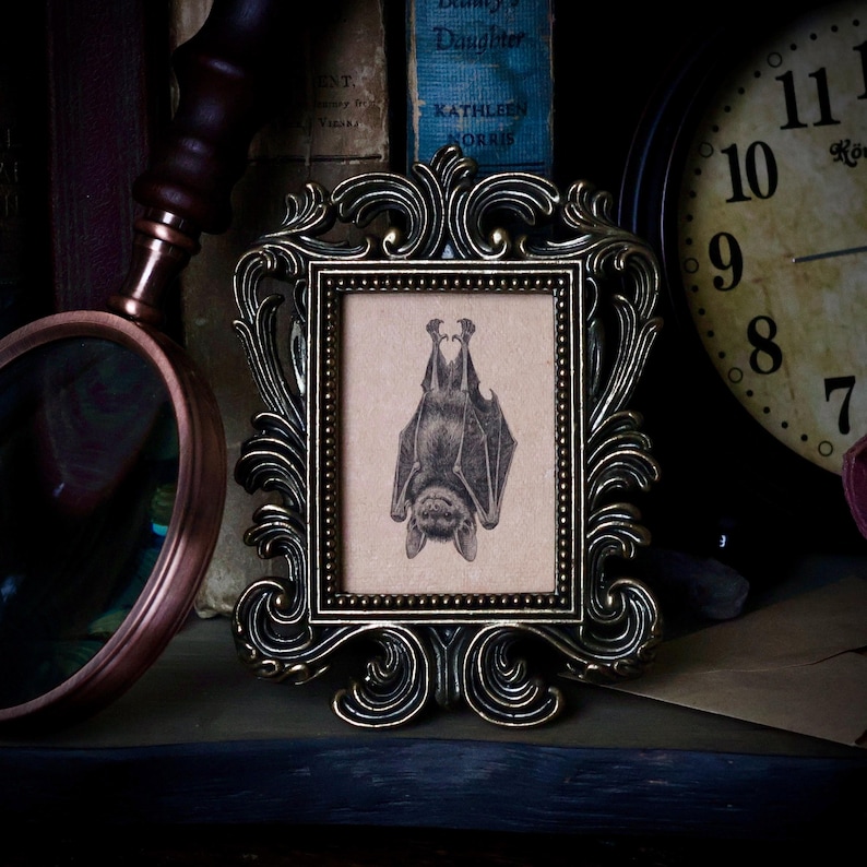 Baroque Hanging Bat Mini Portrait Vintage Style Frame - Gothic ...