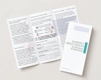 Salud cardiovascular femenina: Contenido clínico, folleto de promoción de la salud (enlaces del Reino Unido, totalmente editable, tríptico A4)