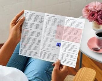 Folleto de promoción de la salud durante la menopausia (contenido para EE. UU.): Contenido clínico, totalmente personalizable, impresión en tríptico A4