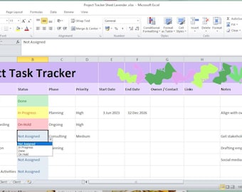 Rastreador de tareas del proyecto: descarga digital EXCEL