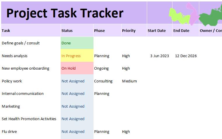 Project Task Tracker: Digital Download EXCEL - Etsy