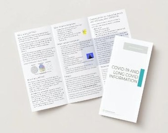 Folleto de promoción de la salud: Información revisada sobre cuidados prolongados para la COVID-19 (impresión totalmente editable en formato tríptico A4)