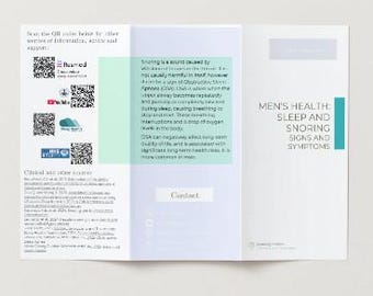 Salud masculina: Sueño y ronquidos. Folleto tríptico A4 (Editable, Imprimible).