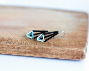 Himmeli earrings- Geometric dangle earrings black -turquoise