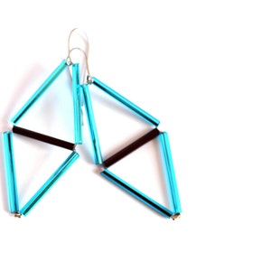 Sky blue Himmeli Earrings Rhombus earrings Minimal urban jewelry image 4