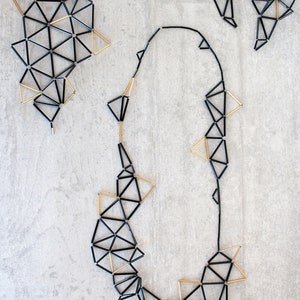 Black Gold Statement Bracelet Contemporary Geometrical Cuff Designer jewelry image 4