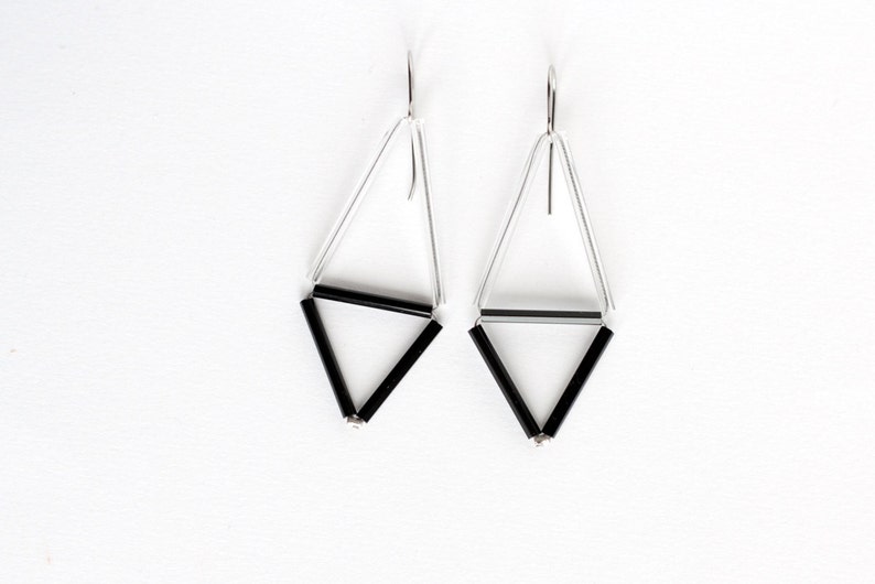 Transparent Glass Earrings Triangle Dangle Earrings Geometric image 4