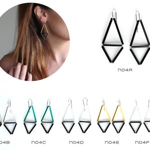 Transparent Glass Earrings Triangle Dangle Earrings Geometric image 5