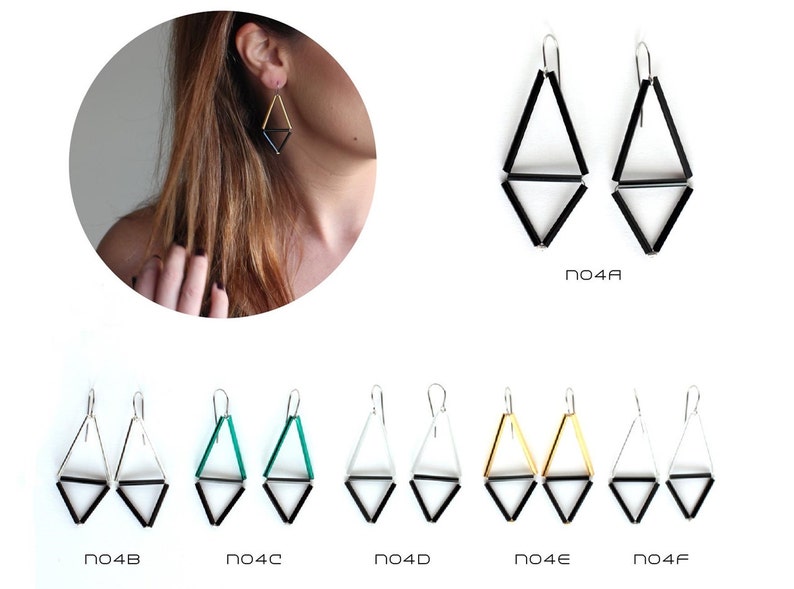 Transparent Glass Earrings Triangle Dangle Earrings Geometric image 5