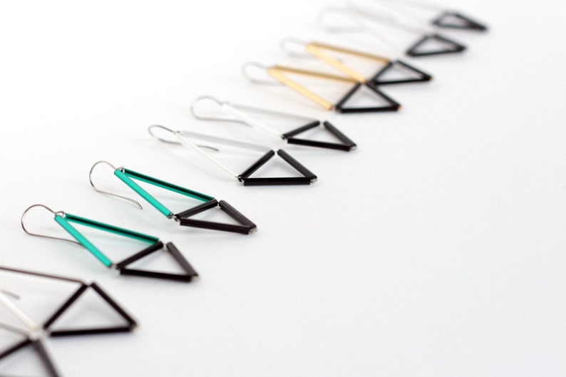 Black White Earrings Himmeli earrings Glass minimal geometric image 4