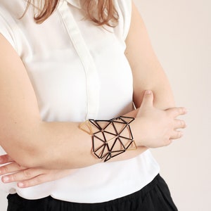 Black Gold Statement Bracelet Contemporary Geometrical Cuff Designer jewelry image 2