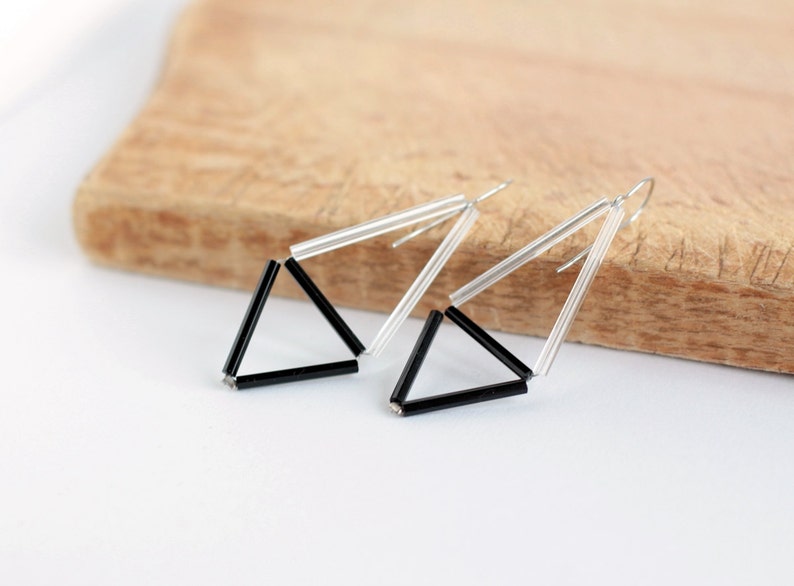 Transparent Glass Earrings Triangle Dangle Earrings Geometric image 2