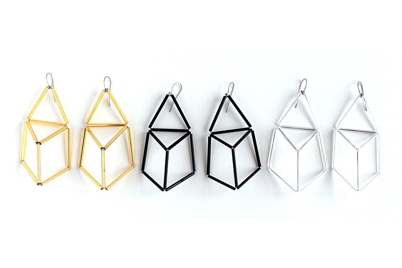 Geometric Statement Earrings-Clear Prism Earrings 3d Triangle Earrings image 1