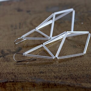 Geometric Statement Earrings-Clear Prism Earrings 3d Triangle Earrings image 5