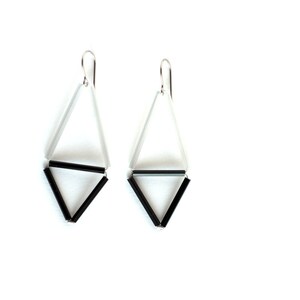 Black White Earrings Himmeli earrings Glass minimal geometric image 3