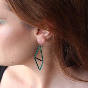 Sky blue Himmeli Earrings Rhombus earrings Minimal urban jewelry image 3