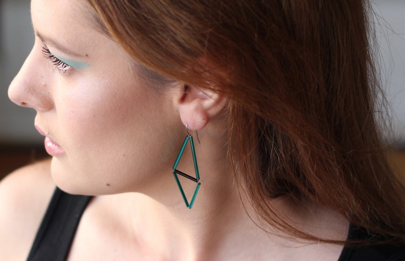 Sky blue Himmeli Earrings Rhombus earrings Minimal urban jewelry image 3