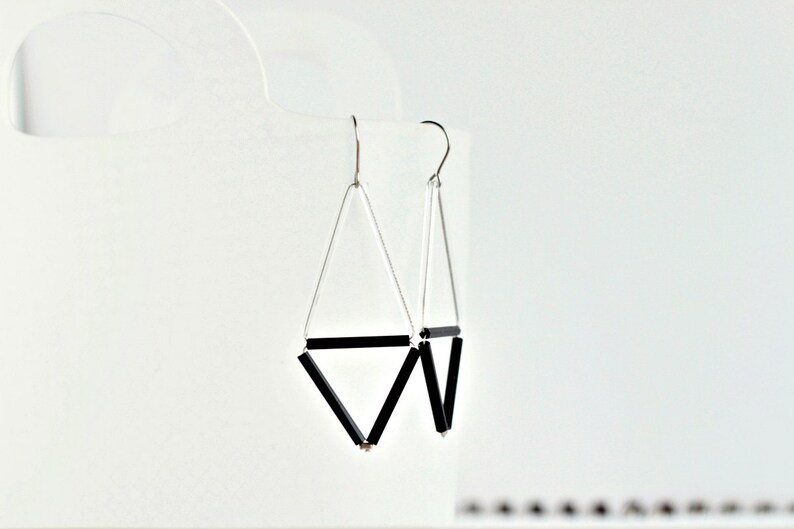Transparent Glass Earrings Triangle Dangle Earrings Geometric image 3