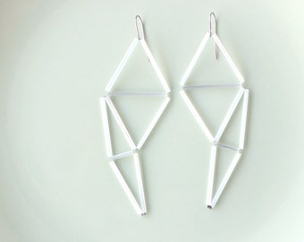 Wedding Earrings- Triangle Long Statement Glass Earrings- Contemporary Dangle Earrings