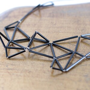 Geometric Statement Necklace Faceted Prism Triangle necklace Black minimalist necklace image 4