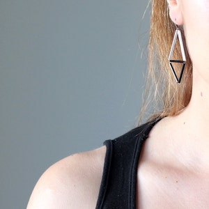 Black White Earrings Himmeli earrings Glass minimal geometric image 1