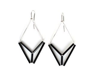 Chevron Earrings- Geometric triangle minimalist dangle earrings- Arrow earrings