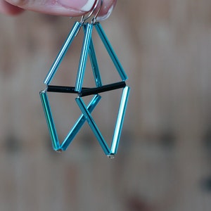 Sky blue Himmeli Earrings Rhombus earrings Minimal urban jewelry image 1