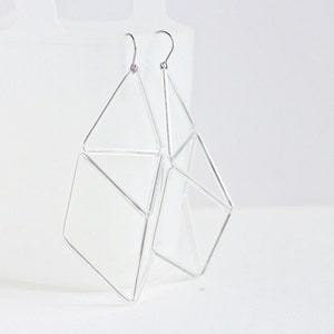 Geometric Statement Earrings-Clear Prism Earrings 3d Triangle Earrings image 4