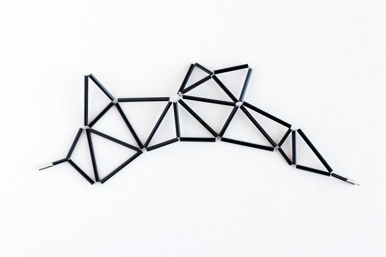 Black Faceted Bracelet Prism Geometrical Statement Cuff Bracelet Himmeli Inspired image 3