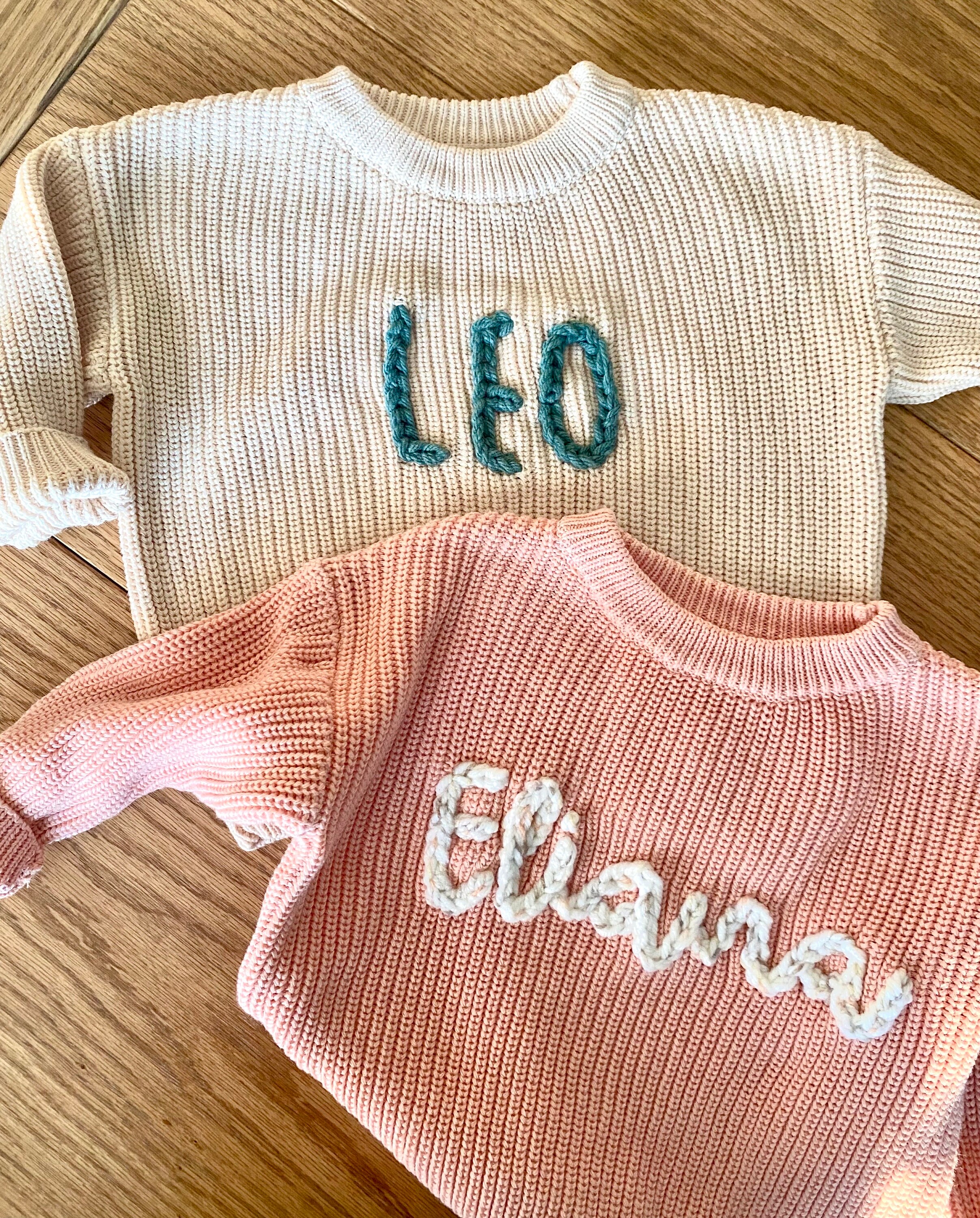 Custom Hand Embroidered Toddler and Baby Name Sweater | Personalized Name Sweater | Embroidered Name Sweater | Sizes 6 months- 5T