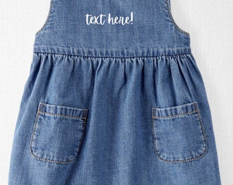 Custom Hand Embroidered Toddler and Baby Chambray Dress | Personalized Chambray Dress | Embroidered Chambray Dress | Sizes NB-5T