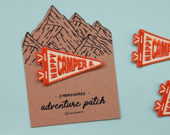 Happy Camper Embroidered Patch / Adventure Iron on patch / Backpack Patch / Camping Gift