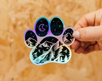 Adventure Paws Holographic Sticker / Dog vinyl decal bumper sticker / Van decal / Laptop Sticker