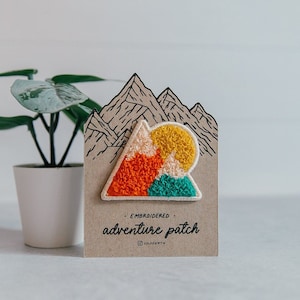 Mountain Sun Embroidered Chenille Patch / Adventure Iron on patch / Backpack Patch / Gift